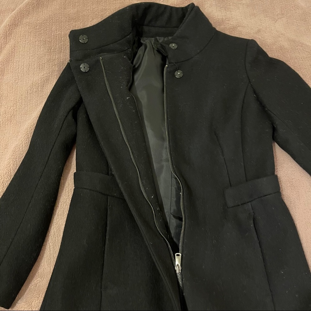 Zara Black Fitted Coat - Picture 3 of 4